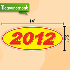 2012 Oval Model Year Stickers Red Yellow 12 Pack Vehicle Window Decor American