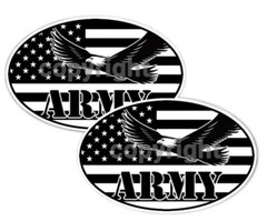 American Flag Eagle Army Stickers Oval Decals Choose Size 2 pack #L
