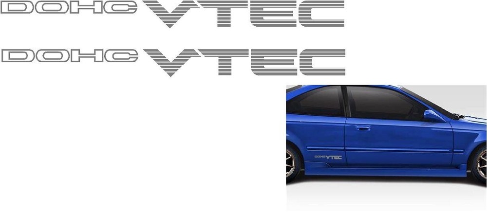 dohc vtec decals 1 pair ,color silver grey 12 x2