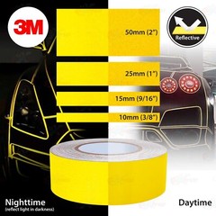 YELLOW Weatherproof REFLECTIVE Adhesive Roll 3M Vinyl Tape Stickers Various size