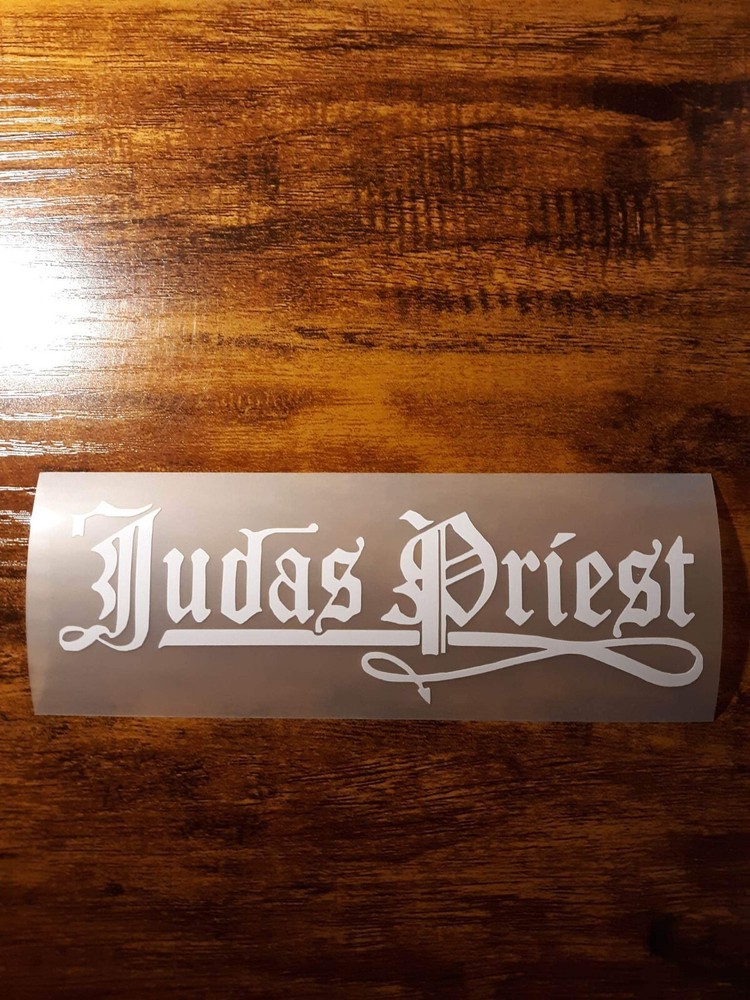 JUDAS PRIEST PERMANENT WHITE VINYL CAR WINDOW DECAL