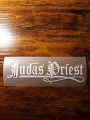 JUDAS PRIEST PERMANENT WHITE VINYL CAR WINDOW DECAL