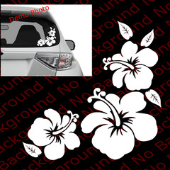 HIBISCUS Hawaiian Flower Mallow w/Leave/Car/Window Vinyl Decal DIE CUT FR001