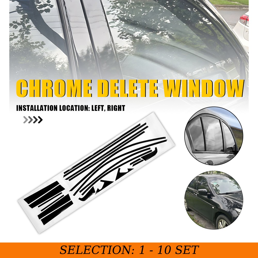 1-10Set Glossy Black Chrome Delete Window Trim Overlay for Honda Accord 2008-12