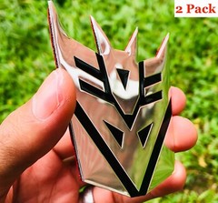 (2 PACK) ALUMINUM Transformers Autobots Decepticon Car Sticker Decal Emblem