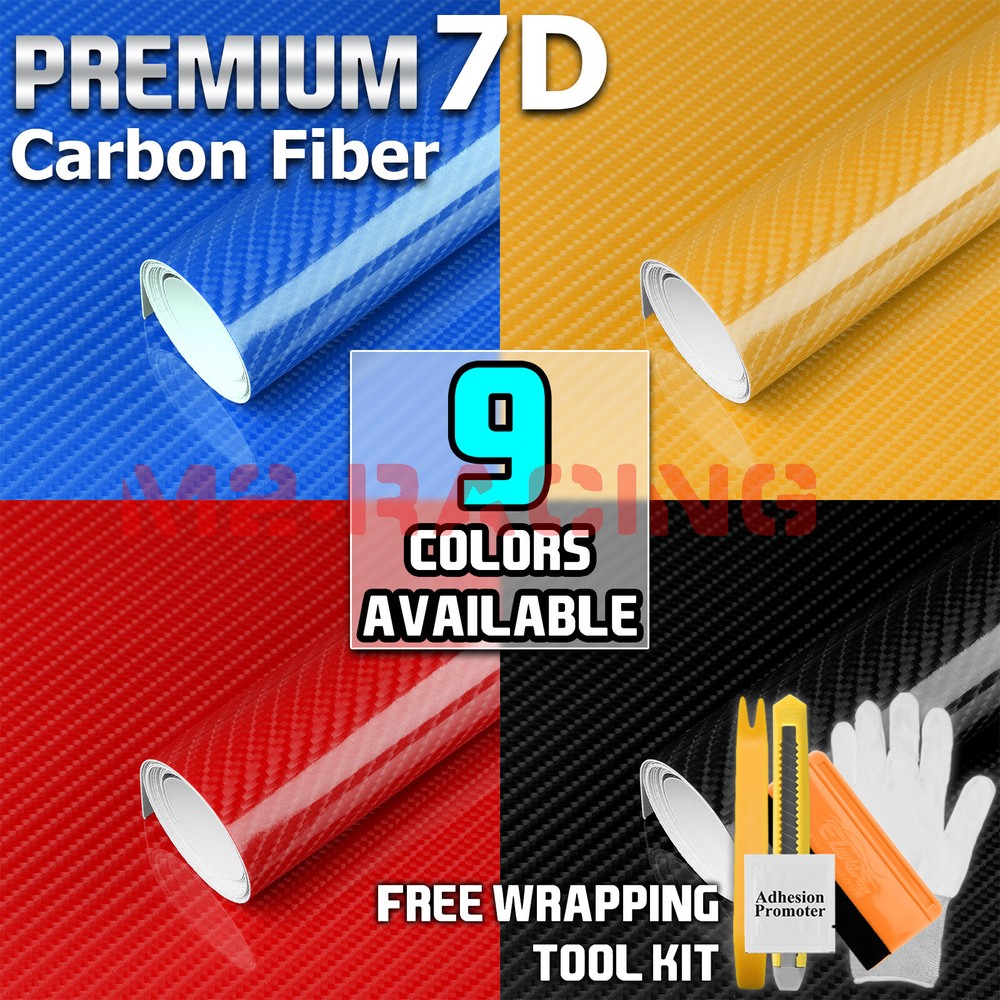7D Premium High Gloss Carbon Fiber Vinyl Wrap Bubble Free Air Release Decal 6D
