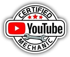2PCS Certified YouTube Mechanic Sticker – Funny Tool Box Decal, Hard Hat 2″