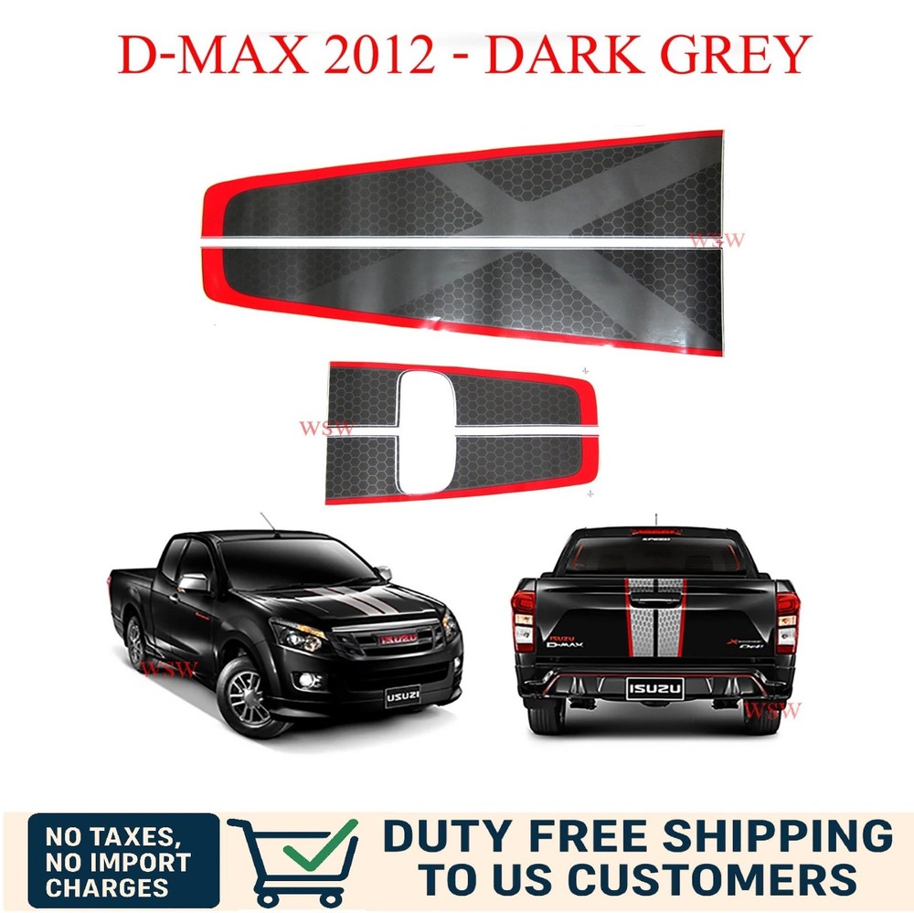 DARK GREY RED FRONT REAR TAILGATE STICKER X-SERIES FOR ISUZU D-MAX DMAX 2012-15