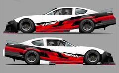 Race Car Side Wrap Decals Late Model, Street Stock, Modified Red and Black #55