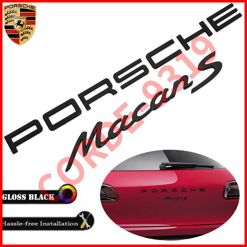 Gloss Black PORSCHE Macan S Letters Rear Badge Emblem Look Deck Lid