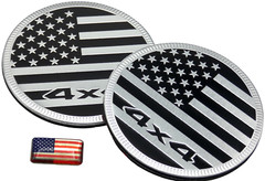 2pc American Flag Emblem Badge Sticker 4×4 Auto Fender 6cm 2.36″ (Black/SIlver)