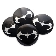4Pcs 65mm Black Silver Batman Logo Car Truck Wheel Center Hub Cap Badge Stickers