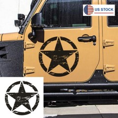 50x50cm Car Decal Decorative Sticker Matt Black Distressed Army Star Hood Decal