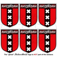 AMSTERDAM Shield Netherlands Holland Dutch 40mm (1.6″) Vinyl Stickers Decals x6