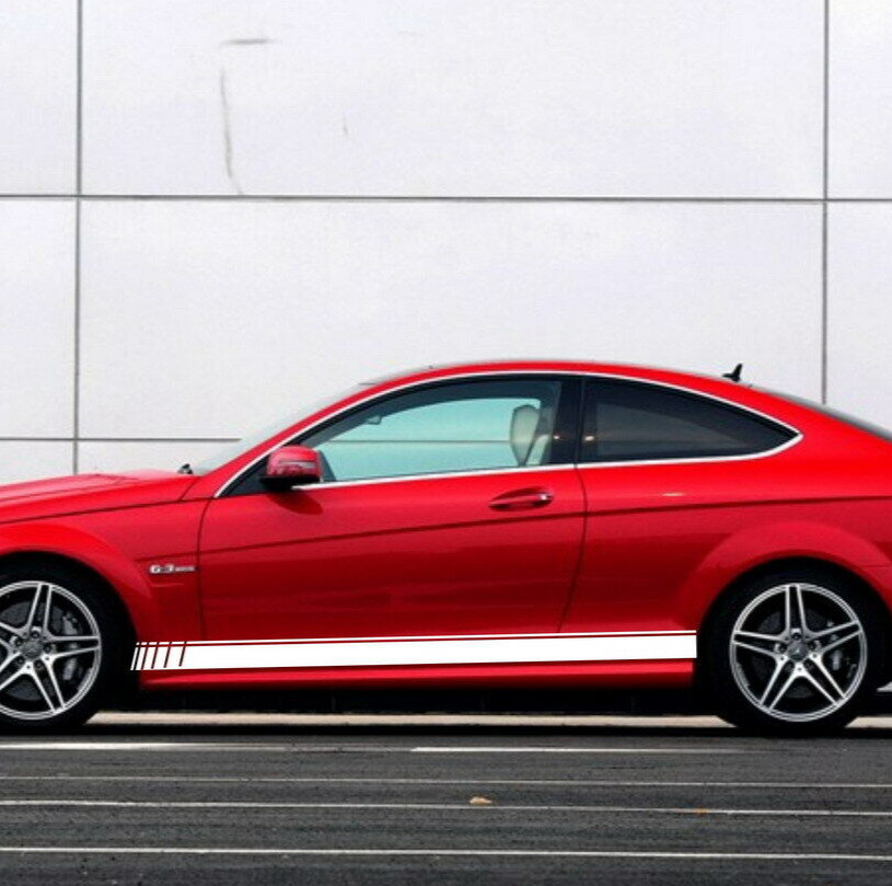 Car Sticker Rally Stripes Racing 78” for C63 Vinyl Lower Door Panel Decal ZC925