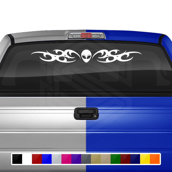 168-01 ALIEN Windshield Decal Window Sticker Vinyl Graphic Tribal Curls Alien