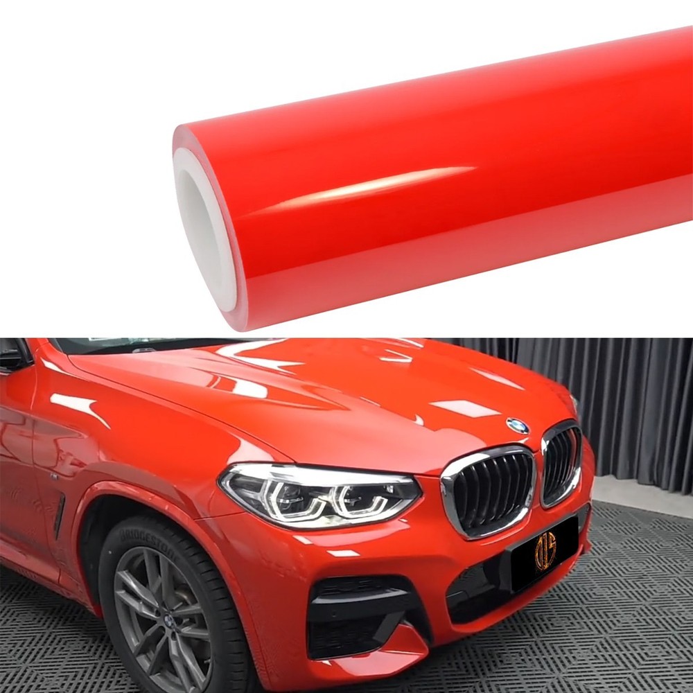 60″x60″ Ultra Gloss PET Liner Ferrari Red Car Vinyl Wrap Air Release 5FT x 5FT
