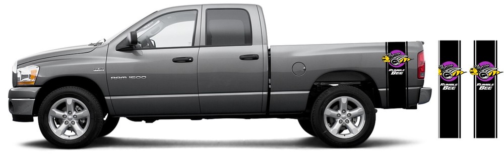 Fits Dodge Ram 1500 2500 3500 RUMBLE BEE Rear Side Rally Stripes Racing Sport