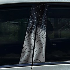 2x Black Funny Creative Car Center Pillar Sticker Auto B Pillar Protective Film