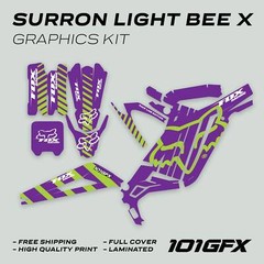 Surron Light Bee X Graphics Kit FOX RACE LINE Purple Green Decals Stickers