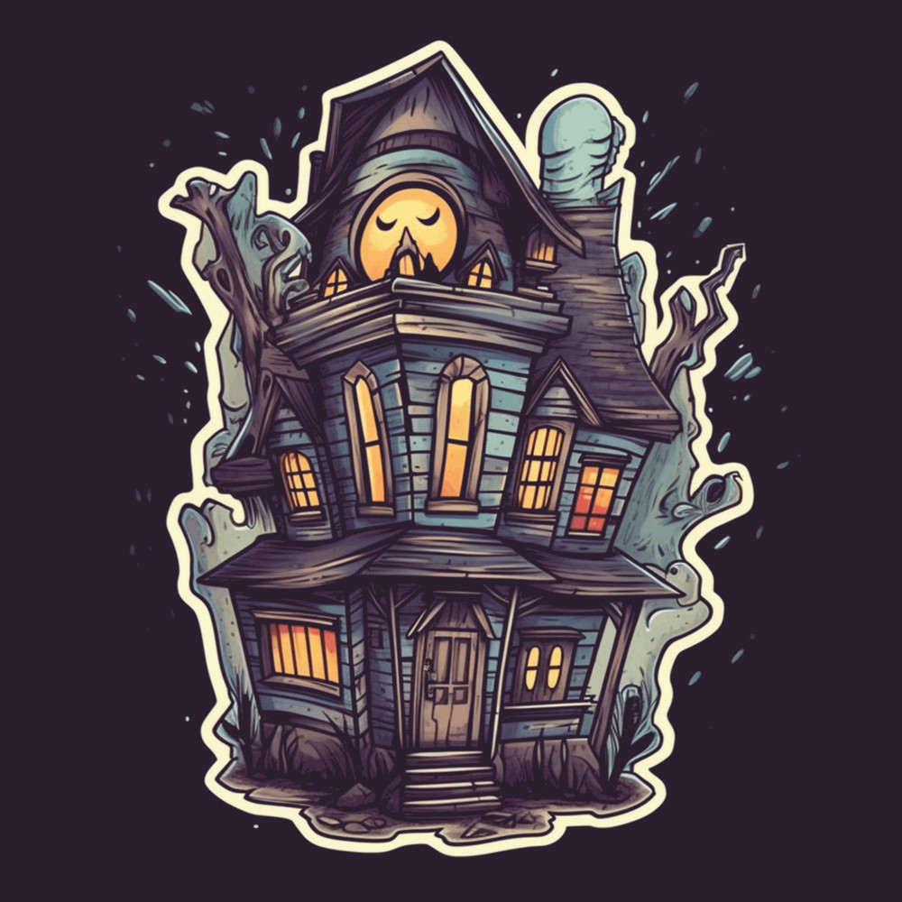 Haunted House Sticker, Scary Decal Sticker, Decal for Car Truck Window Bumper