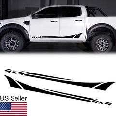 2x 4×4 Racing Style Graphics Black Car Truck Side Door Vinyl Decal Decor Sticker