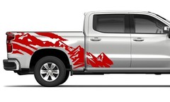 Bed mountains graphics stickers decal compatible with Chevrolet Silverado