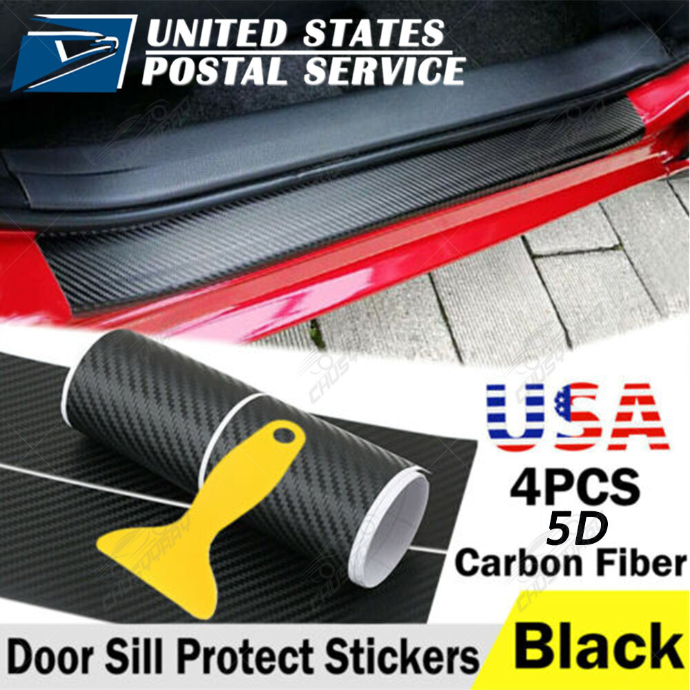 2021 Car Accessories Door Sill Scuff Welcome Pedal Protect Carbon Fiber Stickers