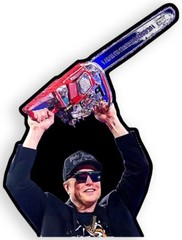 5×6.5 inch Elon Musk Chainsaw Shaped Sticker (pro DOGE car laptop vinyl decal)