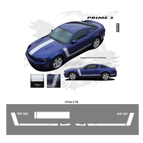 Ford Mustang 2013+ GT Style Hood and Side Stripes Graphic Kit – Bright White