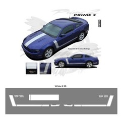 Ford Mustang 2013+ GT Style Hood and Side Stripes Graphic Kit – Bright White