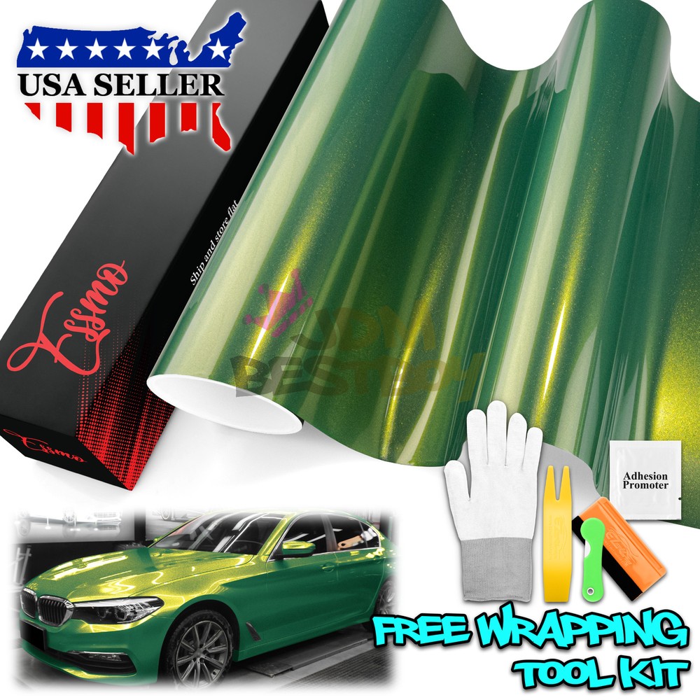 ESSMO PET Galaxy Dust Gloss Emerald Green Auto Car Vinyl Wrap Decal Sticker