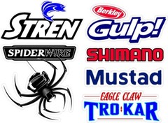 6 PK Boat Carpet Graphics 011 Marine Fishing (Each one is 8-9 Inches Wide)