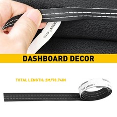 2M PU Leather Car Dashboard Decor Line Strip Sticker Moulding Trim Decorative H