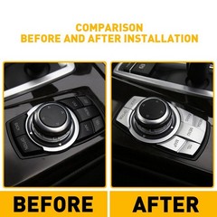1/2set Multi-Media 7 Cover Button Trim For Decor BMW 3 4 5 6 X5 X6 Series iDRIVE