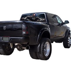 Truck Back Window Graphics Skeleton American Flag (P572) See Through Rear Decal
