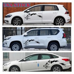 2Pcs Wolf Fashion Car Stickers Door Side Vinyl Decals 130cm*45cm Universal Black