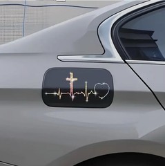 GLITTER Cross Heart Pulse 7” Vinyl Sticker Decal Christian Religious God Jesus