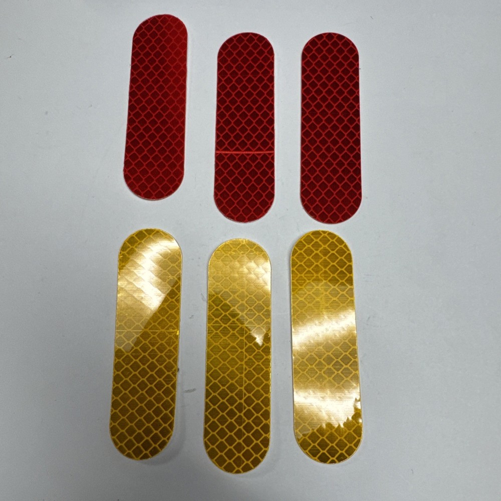 Universal safety reflector strips, tape, pack of 6, red & yellow, bike, car, B9