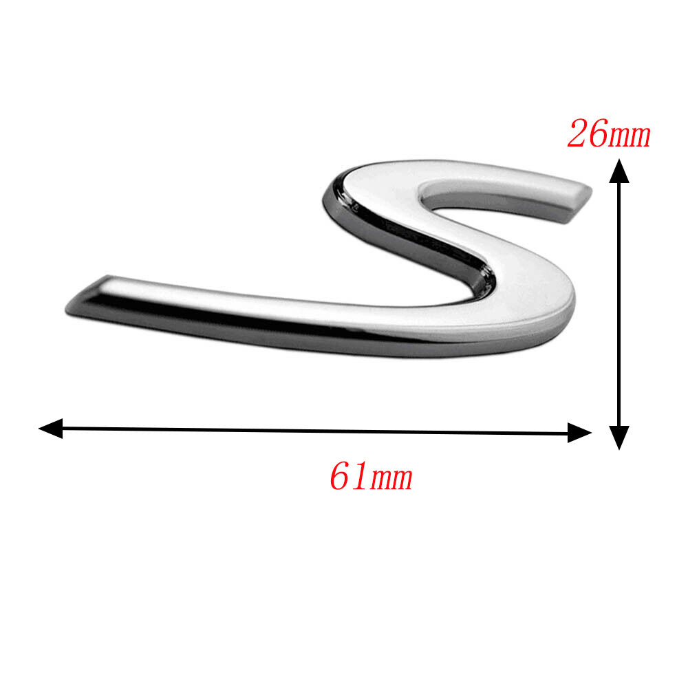 Red/Black/Silver S Leter Badge Sticker Rear Trunk Tailgate Emblem Decor