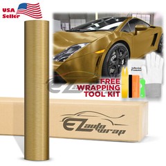 Premium Gold Brushed Aluminum Steel Vinyl Wrap Sticker Film Decal Air Release