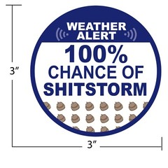 FUNNY Stocking Stuffer HardHat Sticker 100 Percent Chance of Poop Storm Vinyl 3″