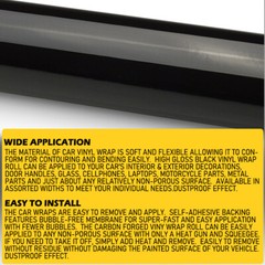 59” x 11.8” 2080 Black Vinyl Vehicle Wrap Car Sticker Film Decal Bubble Free