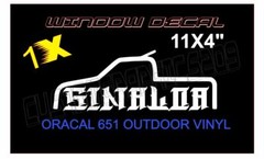 SINALOA TRUCK L WINDOW DECAL WHITE TRIBAL TEXT OUTDOOR GLOSSY VINYL 11X4″
