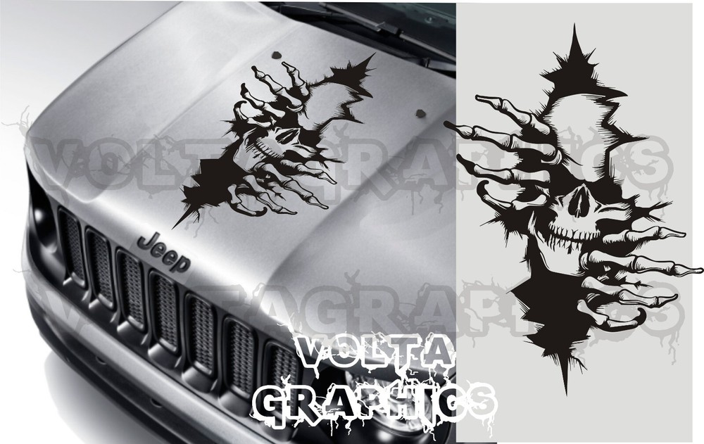 Vinyl Hood Decal for Jeep Renegade 2015-2024 Skull face creepy Hood Decal