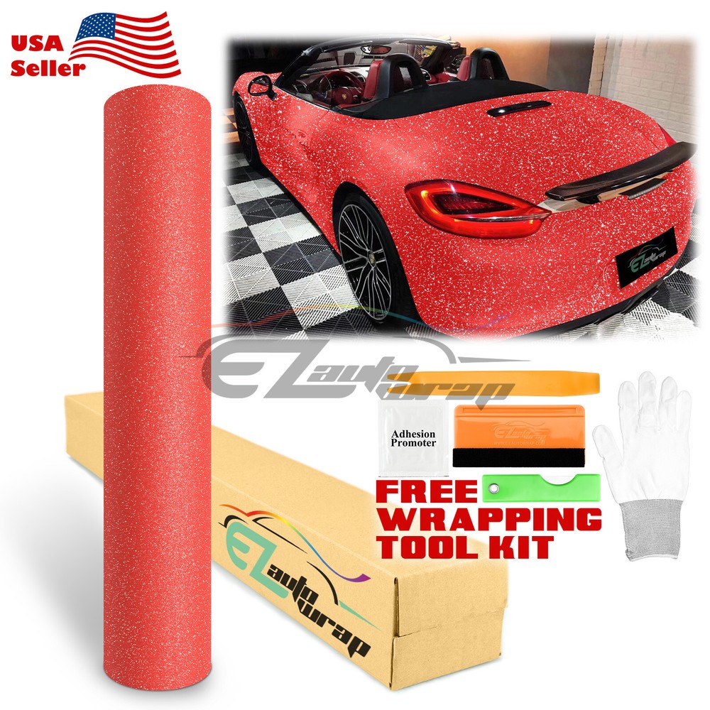 Matte Glitter Red Frosted Sparkle Sticker Decal Sheet Car Vinyl Wrap Film DIY