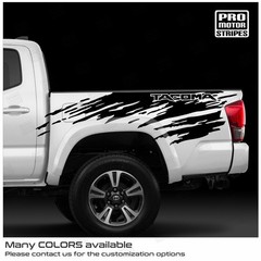 Toyota Tacoma 2005-2026 Mud Splash Side Bed Decals Stripes (Choose Color)