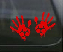 1 Zombie Red Bio Hand Decal Sticker Plain Outbreak Response Hunter 1263