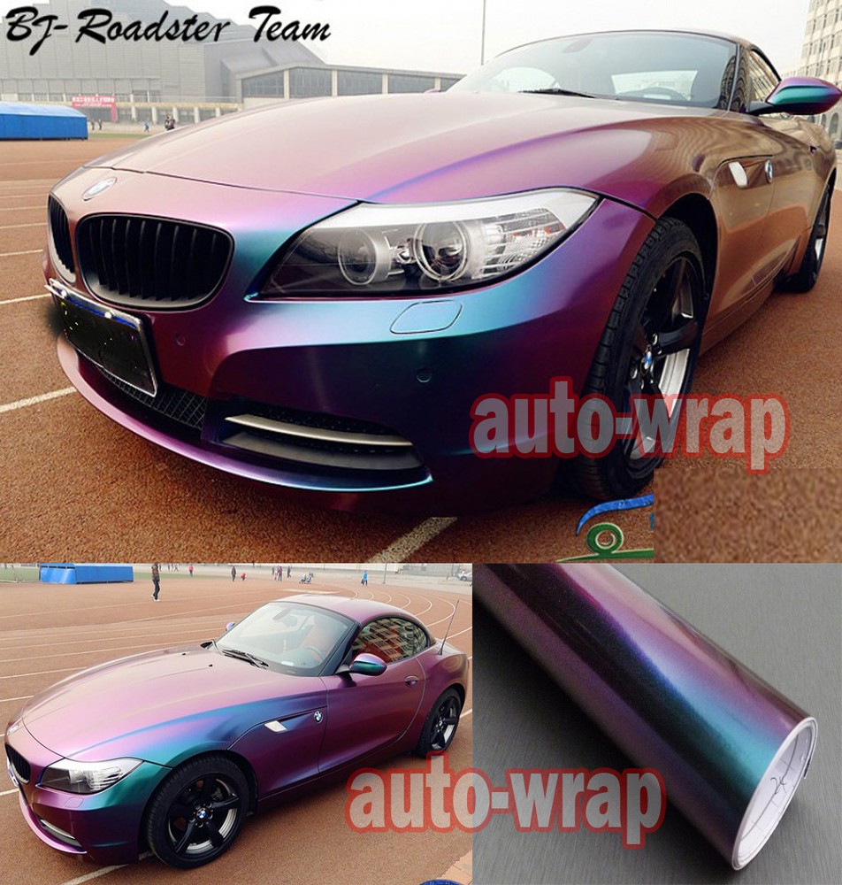 Full Car Wrap Flat Glossy Chameleon Vinyl Sticker Green Purple – 65FT x 5FT AC