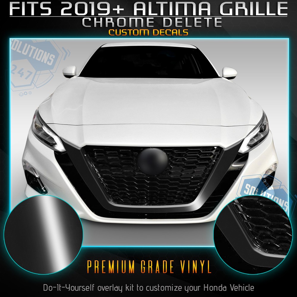 For 2019-2020 Nissan Altima Front Grille Trim Chrome Delete Kit – Glossy Matte